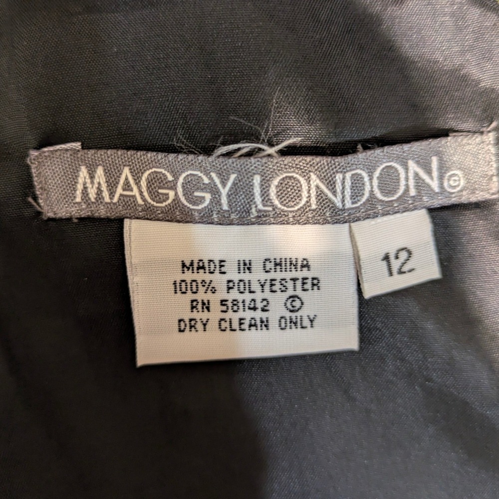 Maggy London Black Sheath Dress Floral Embroidery Beaded Straps Size 12 - Picture 7 of 7
